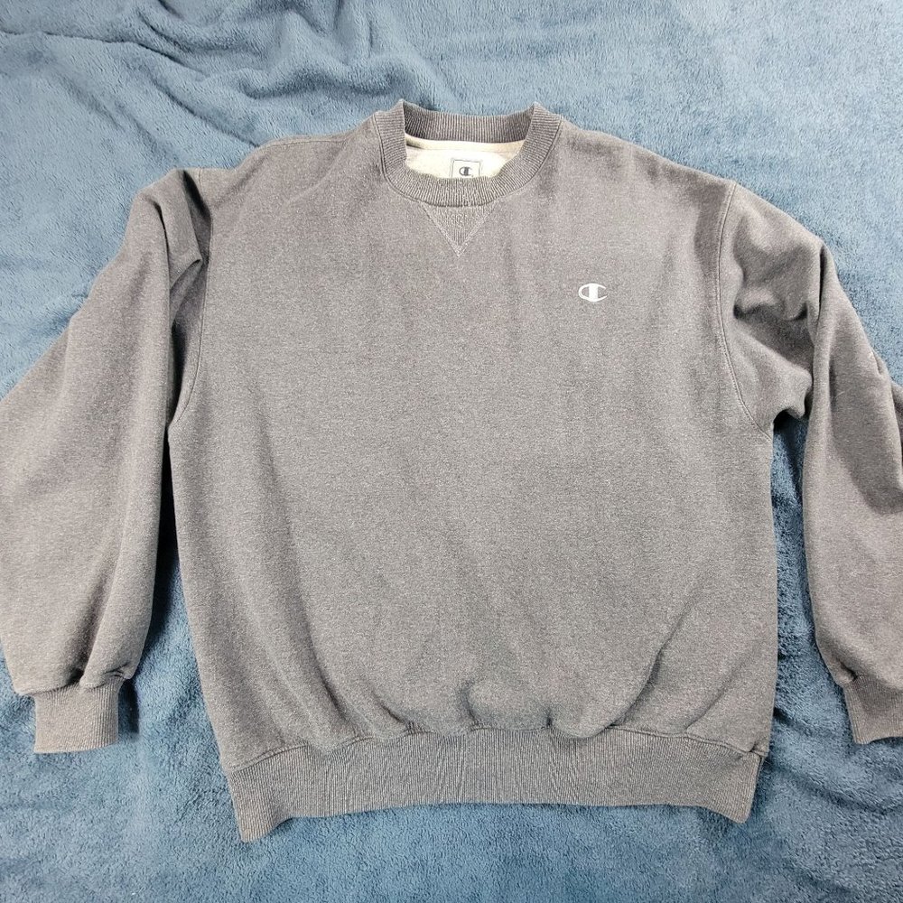 Champion Mens Large Gray Pullover Sweater Long Sleeve Casual Winter Warm